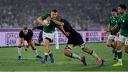 22 September 2019; Andrew Conway of Ireland is tackled by Grant Gilchrist of Scotland on the way to scroing his side's fourth try during the 2019 Rugby World Cup Pool A match between Ireland and Scotland at the International Stadium in Yokohama, Japan. Photo by Brendan Moran/Sportsfile