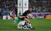22 September 2019; Stuart Hogg of Scotland is tackled by Andrew Conway of Ireland during the 2019 Rugby World Cup Pool A match between Ireland and Scotland at the International Stadium in Yokohama, Japan. Photo by Brendan Moran/Sportsfile