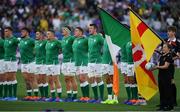22 September 2019; The Ireland team stand for the national anthem prior to the 2019 Rugby World Cup Pool A match between Ireland and Scotland at the International Stadium in Yokohama, Japan. Photo by Brendan Moran/Sportsfile