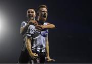 23 September 2019; Seán Hoare of Dundalk celebrates after scoring his side's first goal with Michael Duffy of Dundalk during the SSE Airtricity League Premier Division match between Dundalk and Shamrock Rovers at Oriel Park in Dundalk, Co Louth. Photo by Harry Murphy/Sportsfile