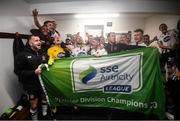 23 September 2019; Dundalk players celebrate winning the SSE Airtricity League Premier Division following their match against Shamrock Rovers at Oriel Park in Dundalk, Co Louth. Photo by Stephen McCarthy/Sportsfile