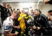 23 September 2019; Dundalk players, including Brian Gartland, 3, celebrate winning the SSE Airtricity League Premier Division following their match against Shamrock Rovers at Oriel Park in Dundalk, Co Louth. Photo by Stephen McCarthy/Sportsfile