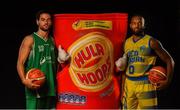 18 September 2019; Daniel Vila of Moycullen, left, and Brian Andrews of UCD Marian pictured at the 2019/2020 Basketball Ireland Season Launch and Hula Hoops National Cup draw at the National Basketball Arena in Tallaght, Dublin. Photo by David Fitzgerald/Sportsfile