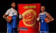 18 September 2019; Darin Johnson of Maree, left, and Aidan Quinn of Belfast Star pictured at the 2019/2020 Basketball Ireland Season Launch and Hula Hoops National Cup draw at the National Basketball Arena in Tallaght, Dublin. Photo by David Fitzgerald/Sportsfile