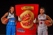 18 September 2019; Carly McLendon of Maree, left, and Alyssa Velles of IT Carlow pictured at the 2019/2020 Basketball Ireland Season Launch and Hula Hoops National Cup draw at the National Basketball Arena in Tallaght, Dublin. Photo by David Fitzgerald/Sportsfile