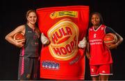 18 September 2019; Elaine Kennington of Marble Ciy Hawks, left, and Aryn McClure of Singleton Supervalu Brunell pictured at the 2019/2020 Basketball Ireland Season Launch and Hula Hoops National Cup draw at the National Basketball Arena in Tallaght, Dublin. Photo by David Fitzgerald/Sportsfile