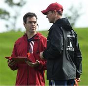 24 September 2019; Head coach Johann van Graan, left, and senior coach Stephen Larkham during a Munster Rugby Squad Training session at University of Limerick in Limerick. Photo by Matt Browne/Sportsfile