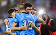 14 September 2019; Dublin players, from left, Paul Mannion, Diarmuid Connolly, and Eoin Murchan celebrate after the GAA Football All-Ireland Senior Championship Final Replay between Dublin and Kerry at Croke Park in Dublin. Photo by Piaras Ó Mídheach/Sportsfile