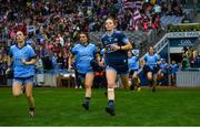 15 September 2019; Sinéad Aherne, left, and Ciara Trant of Dublin ahead of the TG4 All-Ireland Ladies Football Senior Championship Final match between Dublin and Galway at Croke Park in Dublin. Photo by Ramsey Cardy/Sportsfile