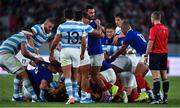 21 September 2019; Players from both sides get involved in a tussle after the final whistle of the 2019 Rugby World Cup Pool C match between France and Argentina at the Tokyo Stadium in Chofu, Japan. Photo by Brendan Moran/Sportsfile