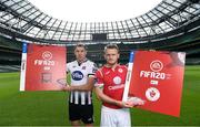 25 September 2019; Brian Gartland of Dundalk and David Cawley of Sligo Rovers in attendance during the FIFA20 League of Ireland Cover Launch at the Aviva Stadium in Dublin. SSE Airtricity League FIFA 20 Club Packs are back.  Featuring the individual club crest of all 10 Premier Division teams, these exclusive sleeves will be available to download from https://www.ea.com/en-gb/games/fifa/fifa-20 when the game launches this Friday, 27th September! Photo by Stephen McCarthy/Sportsfile
