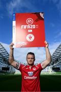 25 September 2019; David Cawley of Sligo Rovers in attendance during the FIFA20 League of Ireland Cover Launch at the Aviva Stadium in Dublin. SSE Airtricity League FIFA 20 Club Packs are back.  Featuring the individual club crest of all 10 Premier Division teams, these exclusive sleeves will be available to download from https://www.ea.com/en-gb/games/fifa/fifa-20 when the game launches this Friday, 27th September! Photo by Stephen McCarthy/Sportsfile