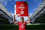 25 September 2019; David Cawley of Sligo Rovers in attendance during the FIFA20 League of Ireland Cover Launch at the Aviva Stadium in Dublin. SSE Airtricity League FIFA 20 Club Packs are back.  Featuring the individual club crest of all 10 Premier Division teams, these exclusive sleeves will be available to download from https://www.ea.com/en-gb/games/fifa/fifa-20 when the game launches this Friday, 27th September! Photo by Stephen McCarthy/Sportsfile
