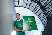 25 September 2019; Conor McCarthy of Cork City in attendance during the FIFA20 League of Ireland Cover Launch at the Aviva Stadium in Dublin. SSE Airtricity League FIFA 20 Club Packs are back.  Featuring the individual club crest of all 10 Premier Division teams, these exclusive sleeves will be available to download from https://www.ea.com/en-gb/games/fifa/fifa-20 when the game launches this Friday, 27th September! Photo by Stephen McCarthy/Sportsfile