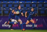 21 September 2019; Hannah O'Connor of Leinster on her way to scoring a try for her side during the Women's Interprovincial Championship Final match between Leinster and Connacht at Energia Park in Donnybrook, Dublin. Photo by Eóin Noonan/Sportsfile