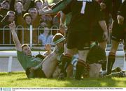 15 November 2003; Darren Yapp, Connacht, celebrates his second try against Edinburgh. Celtic Cup Semi-Final, Connacht v Edinburgh, Sportsgrounds, Galway. Picture credit; Matt Browne / SPORTSFILE *EDI*
