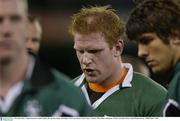 9 November 2003; A dejected Paul O'Connell, Ireland, after the final whistle. 2003 Rugby World Cup, Quarter Final, France v Ireland, Telstra Dome, Melbourne, Victoria, Australia. Picture credit; Brendan Moran / SPORTSFILE *EDI*