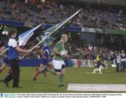 9 November 2003; Ireland captain Keith Wood leads his side out for the last time before retirement. 2003 Rugby World Cup, Quarter Final, France v Ireland, Telstra Dome, Melbourne, Victoria, Australia. Picture credit; Brendan Moran / SPORTSFILE *EDI*