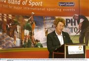 17 November 2003; Ireland will host its first major international swimming event next month when the 2003 European Short Course Swimming Championships are staged at the National Aquatic Centre, Abbotstown, Dublin from December 11th to 14th. The Championships, hosted by Swim Ireland were secured with the support of Failte Ireland's International Sports Tourism Initiative. Speaking at a press launch in advance of the Championships is Betty Beattie, President of Swim Ireland. Picture credit; Brendan Moran / SPORTSFILE *EDI*