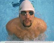 17 November 2003; Ireland will host its first major international swimming event next month when the 2003 European Short Course Swimming Championships are staged at the National Aquatic Centre, Abbotstown, Dublin from December 11th to 14th. The Championships, hosted by Swim Ireland were secured with the support of Failte Ireland's International Sports Tourism Initiative. Pictured at a photocall in advance of the Championships is Irish squad member Muiris O'Riada. Picture credit; Brendan Moran / SPORTSFILE *EDI*