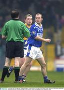 16 November 2003; Eoin McGrath, Mount Sion, right, has words with referee Willie Barrett before being sent off. AIB Munster Club Hurling Championship Semi-Final, Mount Sion v Patrickswell, Gaelic Grounds, Limerick. Picture credit; Brendan Moran / SPORTSFILE *EDI*