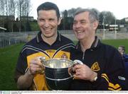 16 November 2003; Ulster captain Paul McGrane pictured with Ulster manager Brian McEniff. M Donnelly Interprovincial Senior Football Final, Connacht v Ulster, Brewster Park, Enniskillen, Co. Fermanagh. Picture credit; Damien Eagers / SPORTSFILE *EDI*