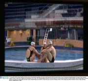 17 November 2003; Ireland will host its first major international swimming event next month when the 2003 European Short Course Swimming Championships are staged at the National Aquatic Centre, Abbotstown, Dublin from December 11th to 14th. The Championships, hosted by Swim Ireland were secured with the support of Failte Ireland's International Sports Tourism Initiative. Pictured at a photocall in advance of the Championships are members of the Irish team, from left, Melanie Nocher, Claire Hogan and Muiris O'Riada. Picture credit; Brendan Moran / SPORTSFILE *EDI*