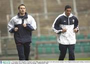 17 November 2003; Republic of Ireland's Liam Miller goes through a fitness test with assistant manager Chris Hughton during squad training. Lansdowne Road, Dublin. Soccer. Picture credit; Pat Murphy / SPORTSFILE *EDI*