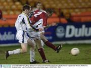 17 November 2003; Owen Heary, Shelbourne, in action against Drogheda United's Barry Molloy. Eircom league Premier Division, Shelbourne v Drogheda United, Tolka Park, Dublin. Picture credit; Damien Eagers / SPORTSFILE *EDI*