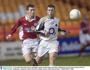 17 November 2003; Don Tierney, Drogheda United, in action against Ger Rowe, Shelbourne. Eircom league Premier Division, Shelbourne v Drogheda United, Tolka Park, Dublin. Picture credit; Damien Eagers / SPORTSFILE *EDI*