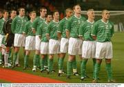 18 November 2003; Republic of Ireland team, from left, Kenny Cunningham, Shay Given, John O'Shea, Damien Duff, Richard Dunne, Andy Reid, Robbie Keane, Steven Reid, Gary Doherty, Graham Kavanagh and Stephen Carr line up before the game. International Friendly, Republic of Ireland v Canada, Lansdowne Road, Dublin. Soccer. Picture credit; Pat Murphy / SPORTSFILE *EDI*