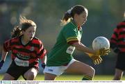 21 November 2003; Lisa Creanor, St. Francis Xavier, in action against St. Colmcille's Kim Doyle. Austin Finn Cup, Allianz Cumann na mBunscoil, St. Colmcilles v St. Francis Xaviers, Parnell Park, Dublin. Picture credit; Pat Murphy / SPORTSFILE *EDI*