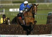 22 November 2003; Mossy Green with Shay Barry up, jumps the last on their way to winning the Glenman Corporation Ltd. European Breeders Fund Beginners Steeplechase. Naas Races, Co. Kildare. Picture credit; Matt Browne / SPORTSFILE *EDI*