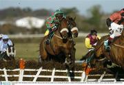 22 November 2003; Dromlease Express with John Allen up, clears the last on their way to winning the Weatherbys Ireland GSB Handicap Hurdle. Naas races, Co. Kildare. Picture credit; Matt Browne / SPORTSFILE *EDI*