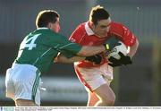 23 November 2003; John Noonan, St Brigid's, in action against Seamus Hagan, Clonguish. AIB Leinster Club Football Championship Semi-Final, Clonguish v St. Brigid's, Cusack Park, Mullingar, Co. Westmeath. Picture credit; Brendan Moran / SPORTSFILE *EDI*