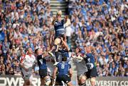 25 May 2013; Jamie Heaslip, Leinster, wins possession in a lineout. Celtic League Grand Final, Ulster v Leinster, RDS, Ballsbridge, Dublin. Picture credit: Oliver McVeigh / SPORTSFILE