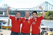 22 June 2013; British & Irish Lions supporters, from left, Declan Brennan, from Loughboy, Co. Kilkenny, Alan Prendergast, from Swords, Dublin, and Conor Berney, from Sandymount, Dublin, in Brisbane ahead of the game. British & Irish Lions Tour 2013, 1st Test, Australia v British & Irish Lions. Brisbane, Queensland, Australia. Picture credit: Stephen McCarthy / SPORTSFILE