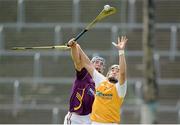 22 June 2013; Paul Shiels, Antrim, in action against Jack Guiney, Wexford. GAA Hurling All-Ireland Senior Championship Preliminary Round, Wexford v Antrim, Wexford Park, Wexford. Picture credit: Matt Browne / SPORTSFILE