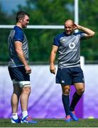26 September 2019; Peter O'Mahony, left, and Rory Best during Ireland Rugby squad training at the Yumeria Sports Grounds in Iwata, Shizuoka Prefecture, Japan. Photo by Brendan Moran/Sportsfile