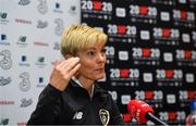 26 September 2019; Manager Vera Pauw speaking during a Republic of Ireland WNT press conference at the FAI National Training Centre in Abbotstown, Dublin. Photo by David Fitzgerald/Sportsfile