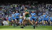 14 September 2019; Shane Enright of Kerry kicks a ball, to his colleagues, as the Dublin players arrive for the team photograph before the GAA Football All-Ireland Senior Championship Final Replay match between Dublin and Kerry at Croke Park in Dublin. Photo by Ray McManus/Sportsfile