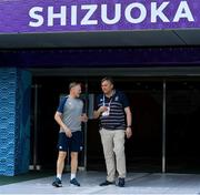 27 September 2019; Head coach Joe Schmidt in conversation with Rugby World Cup Match Commissioner Mark Harrington during the Ireland Rugby captain's run at the Shizuoka Stadium Ecopa in Fukuroi, Shizuoka Prefecture, Japan. Photo by Brendan Moran/Sportsfile
