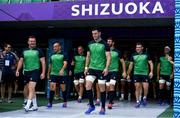 27 September 2019; Ireland players, from left, Dave Kilcoyne, Rory Best, Rhys Ruddock, James Ryan, Niall Scannell and CJ Stander make their way onto the pitch prior to during their captain's run at the Shizuoka Stadium Ecopa in Fukuroi, Shizuoka Prefecture, Japan. Photo by Brendan Moran/Sportsfile
