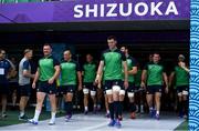 27 September 2019; Ireland players, from left, Dave Kilcoyne, Rory Best, Rhys Ruddock, James Ryan, Niall Scannell and CJ Stander make their way onto the pitch prior to during their captain's run at the Shizuoka Stadium Ecopa in Fukuroi, Shizuoka Prefecture, Japan. Photo by Brendan Moran/Sportsfile