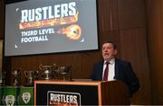26 September 2019; FAI President Donal Conway speaking during the RUSTLERS Third Level Football Launch at Campus Conference Centre, in FAI HQ, Dublin. Photo by David Fitzgerald/Sportsfile