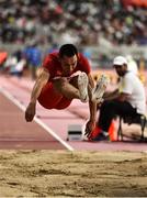 27 September 2019; Yaoguang Zhang of China competing in the Men's Long Jump during day one of the World Athletics Championships 2019 at the Khalifa International Stadium in Doha, Qatar. Photo by Sam Barnes/Sportsfile