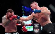 27 September 2019; Karl Moore, right, in action against Lee Chadwick during their light-heavyweight bout at Bellator Dublin in the 3Arena, Dublin. Photo by David Fitzgerald/Sportsfile