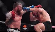 27 September 2019; Lee Chadwick, left, in action against Karl Moore during their light-heavyweight bout at Bellator Dublin in the 3Arena, Dublin. Photo by David Fitzgerald/Sportsfile