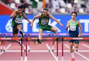 27 September 2019; Thomas Barr of Ireland, centre, competing in the Men's 400m Hurdles during day one of the World Athletics Championships 2019 at the Khalifa International Stadium in Doha, Qatar. Photo by Sam Barnes/Sportsfile