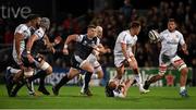 27 September 2019; Matthew Rea passes the ball off to team-mate Sean Reidy of Ulster as he is tackled by Luke Price of Ospreys during the Guinness PRO14 Round 1 match between Ulster and Ospreys at Kingspan Stadium in Belfast. Photo by Oliver McVeigh/Sportsfile